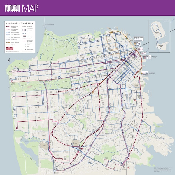 美國舊金山 muni 路線地圖